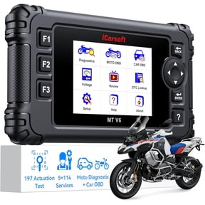 iCarsoft MT V6 Motorcycle Diagnostic Tool for BMW  Full System Scanner with 197 Actuation Tests, 115 Reset Services, ABS Bleeding, AutoVIN, Battery Test, OBD2 Code Reader for BMW Motorcycles & BMW