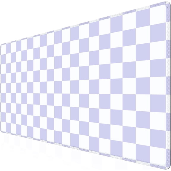 iCasso Desk Pad Mat, Desk Matt for Desktop, Cute XXL Large Mouse Pad, Anti-Slip Big Mousepad with Stitched Edges, Keyboard Pad Mouse Mat for Computer (Purple Checkered)