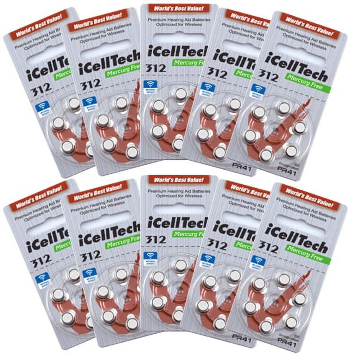 ICELLTECH iCell Tech Size 312 Hearing Aid Batteries, Total of 60 Batteries