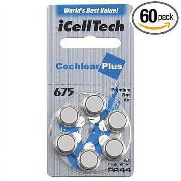 iCell Tech Size 675 Cochlear Implant Batteries, Mercury Free