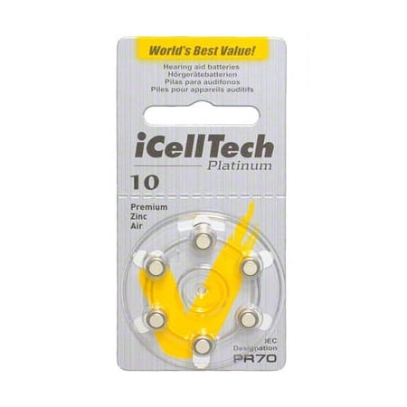 iCellTech Size 10 Hearing Aid Batteries (6 batteries)