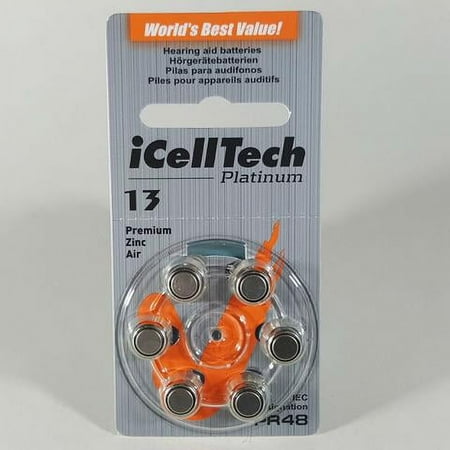 iCellTech Size 13 Hearing Aid Batteries (6 batteries)