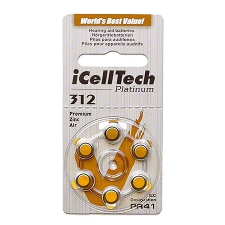 iCellTech Size 312 Hearing Aid Batteries (6 batteries)