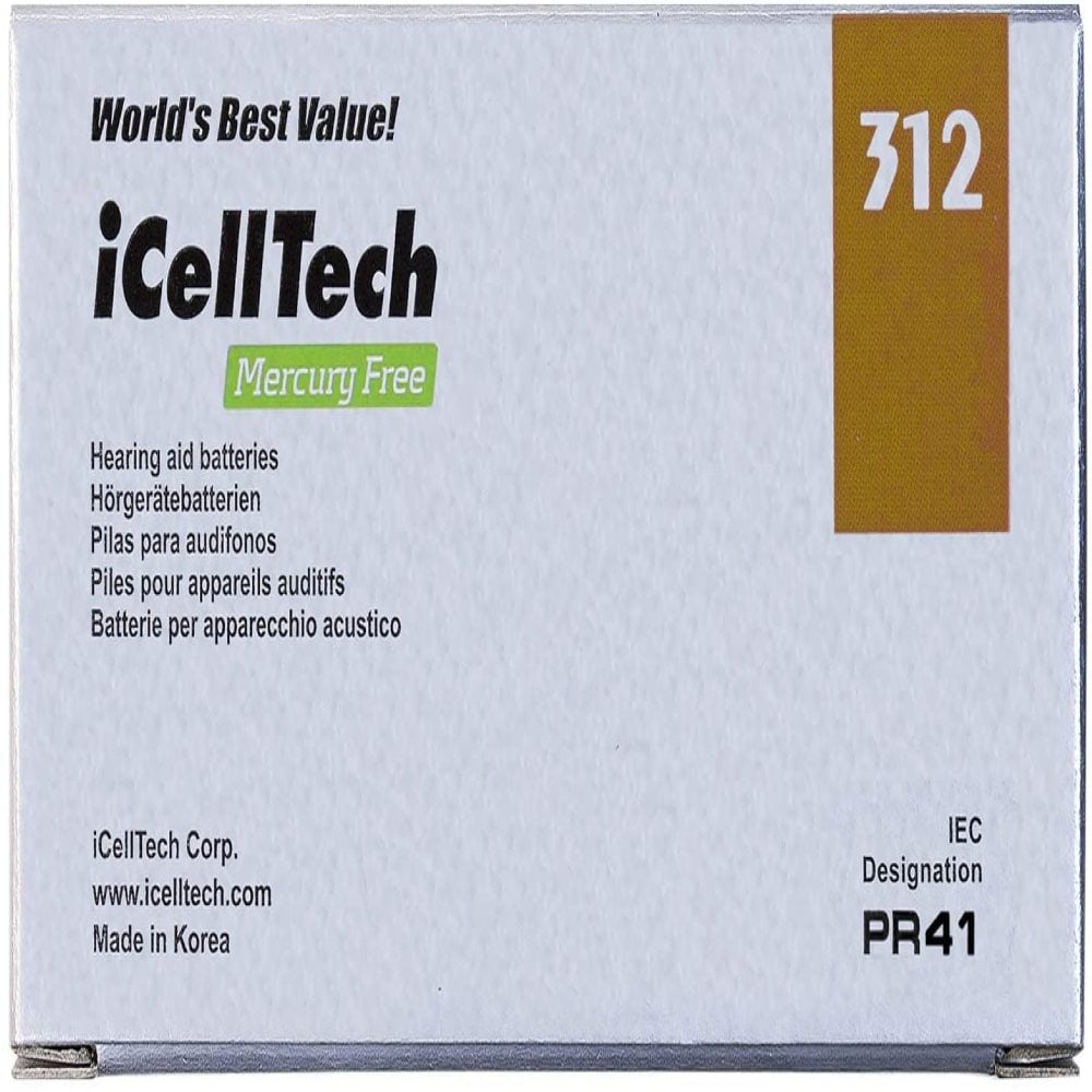 Icelltech Size 312 Hearing Aid Batteries 60 Batteries