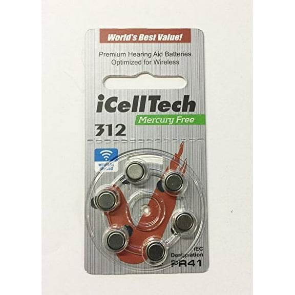 iCellTech Size 312 Hearing Aid Batteries (60 batteries)