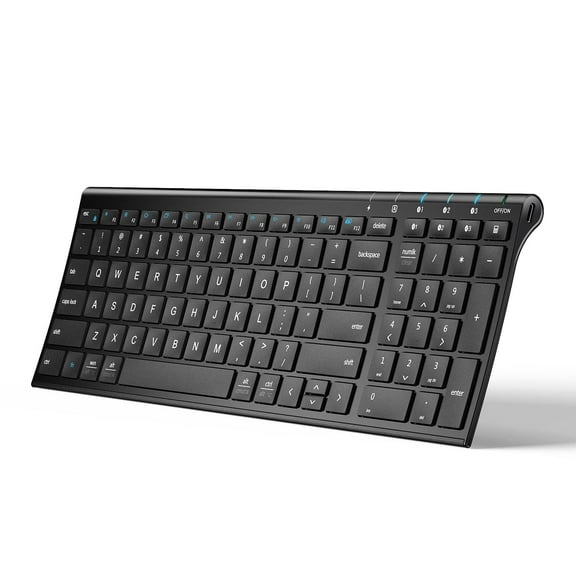 iClever BK10 Bluetooth Keyboard, Universal Bluetooth 5.1 Wireless Keyboard with Number Pad, Ergonomic Design, Multi-Device Compatibility, Stable Connection for Mac, iPad, iPhone, Android, Windows