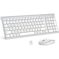 thumbnail image 1 of iClever GK03 Wireless Keyboard and Mouse Combo - 2.4G Portable Wireless Keyboard Mouse, Rechargeable Ergonomic Design Full Size Slim Thin Stable Connection Keyboard for Windows 7/8/10, Mac OS, 1 of 7