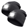 thumbnail image 1 of iClover 2 Pack LED Beanie Hat with Light, USB Rechargeable Winter Knitted Headlight Cap Gifts for Men Women Outdoor Hiking Camping - Black+Black, 1 of 8