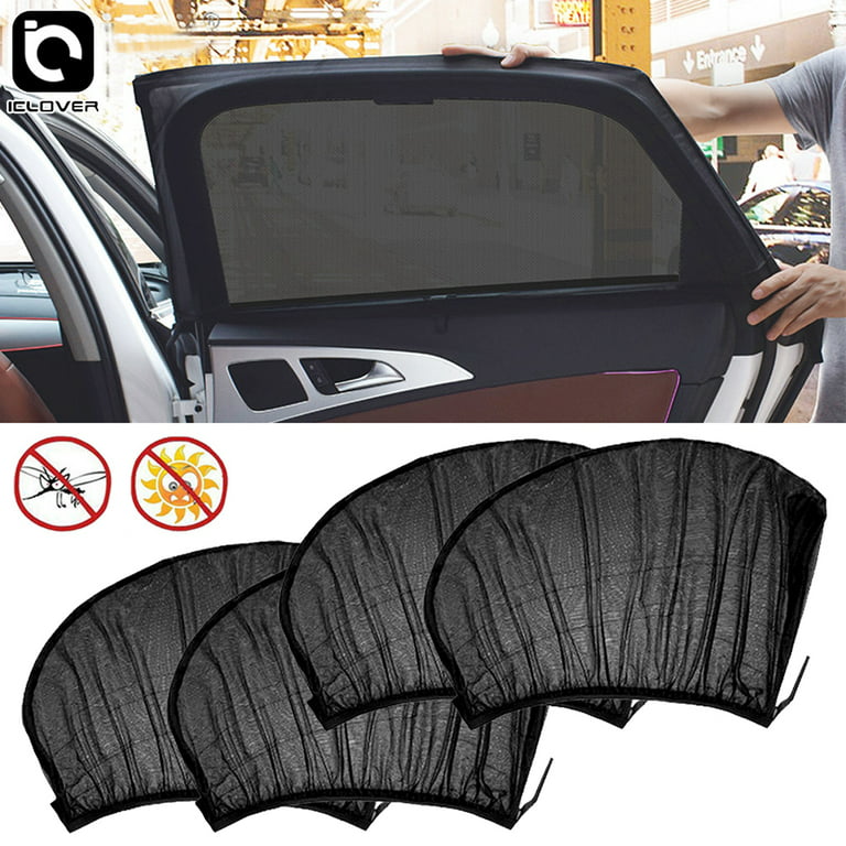 iClover 4Pcs Universal Car Side Window Baby Sun Shade Visor Mesh Screen  Cover Sunshade Fits All (98%) Cars, Most SUVs 
