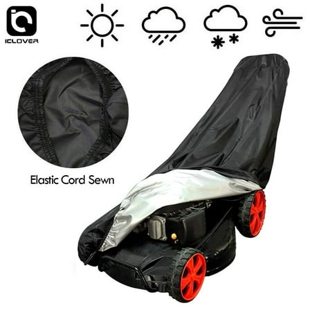 iClover 75.2"x 26.4" Waterproof Push Lawn Mower Cover Rain Snow UV Protection Universal Fit with Buckle & Cover Storage Bag - Black