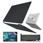 iClover MacBook Pro 13 Case M2 2022, 2021, 2020 A2338 M1 A2251 A2289 A2159, Plastic Hard Snap on Shell Case & Keyboard Cover & Screen Protector for Newest Macbook Pro 13 Inch Touch Bar, Black