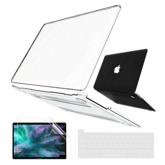 iClover MacBook Pro 13 Case M2 2022, 2021, 2020 A2338 M1 A2251 A2289 A2159, Plastic Hard Snap on Shell Case & Keyboard Cover & Screen Protector for Newest Macbook Pro 13 Inch Touch Bar, Clear