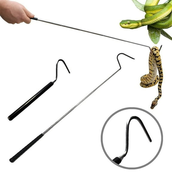 iClover Snake Hook Premium Extra Long Collapsible Stainless Steel Extends to 39.3 inch Lizard Herp Tools Reptile Handle Hook