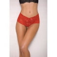 thumbnail image 1 of iCollection Women's Lace and Open Crotch Pearl String Boy Short, Red, S/M, 1 of 2