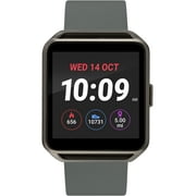 iConnect By Timex Classic Square Smartwatch with Heart Rate & Two-Way Bluetooth Calling 40mm   Gunmetal with Gray Strap