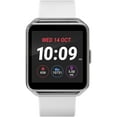 thumbnail image 1 of iConnect By Timex Classic Square Smartwatch with Heart Rate & Two-Way Bluetooth Calling 40mm – Silver-Tone with White Strap, 1 of 3