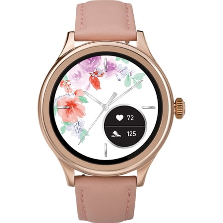 iConnect by Timex Women’s Pro AMOLED Smartwatch with Heart Rate 43mm – Rose Gold-Tone with Blush Leather Strap