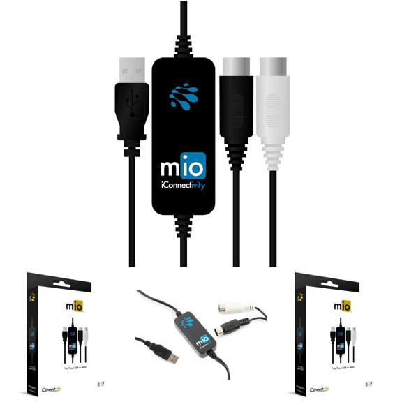 iConnectivity midi-mio USB to MIDI Interface for Mac and PC with 1 In/1 Out, 5-Foot Cable