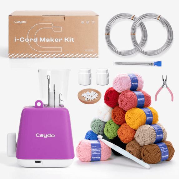 Caydo iCord Maker Kit for Beginners, 92pcs Knitting Set for DIY Handicrafts Making with Create Pretty Crafts, Ideal Present for Knitting Lovers