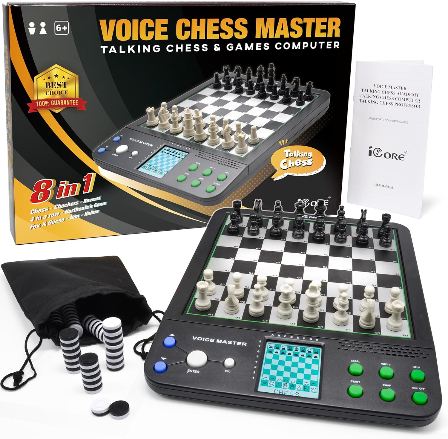 iCore Electronic Chess Set Teach and Play with The Smart Chess Computer Game Board Ideal for Beginners and Improving Players