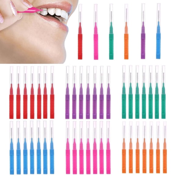 iCovalescent 48 Pcs Interdental Brushes, Tooth Cleaning Tool for Cleaning Gaps Between Teeth(6 Colors)