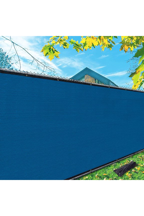 4x25ft Privacy Screen Fence, Garden Windscreen Mesh Shade Sail Net Barrier, Reinforced Bindings and Brass Grommets Cable Zip Ties Included,Royal Blue