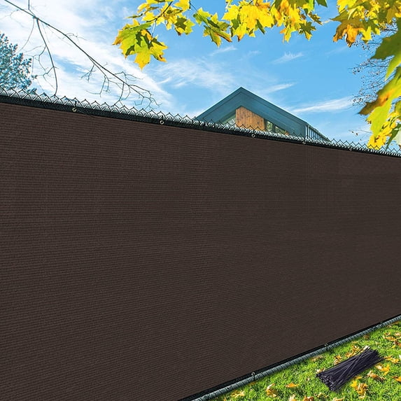 iCover 4x50ft Privacy Screen Fence, Garden Windscreen Mesh Shade Sail Net Barrier, Reinforced Bindings and Brass Grommets Cable Zip Ties Included,Brown