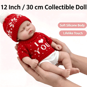 iCrade Handmade Lovely 12" Realistic Reborn Baby Dolls Girl Elastic Solid Platinum Silicone Cuddly Asleep Newborn Babies Full Body Flexible Soft Lifelike Dolls for Kids & Collectors