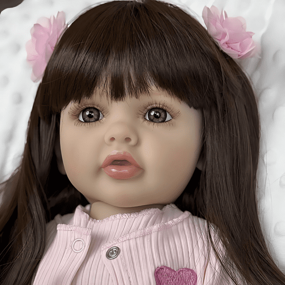 iCrade Lifelike Lovely Toddler Dolls Girl 22 Inch 55 cm Realistic Babies Soft Full Body with Wig Sheath Blue Eyes Gift for Kids Age 3+