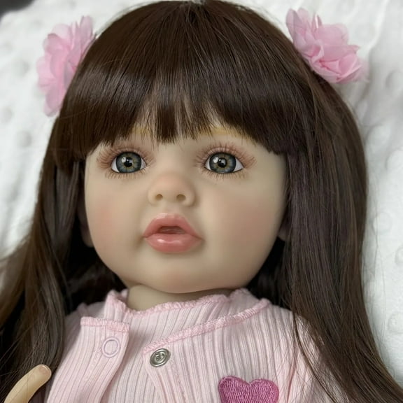 iCrade Lifelike Lovely Toddler Dolls Girl Betty 22 Inch Realistic Lovely Babies Soft Full Body with Wig Sheath Blue Eyes Birthday Gift for Kids Age 3+