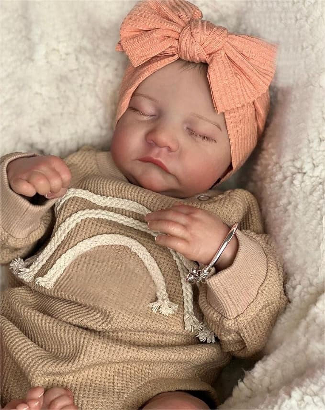 iCradle 18 Inch 45 cm Lifelike Reborn Baby Dolls Girl Realistic Newborn Baby Doll Cloth Body Adorable Real Life Sleeping Baby Doll Birthday Gift for Kids Age 3+