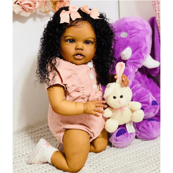 iCradle 24 Inch 60cm Baby Doll Toddler Girl Realistic Reborn Toddlers Dolls Soft Vinyl Cloth Body Lifelike Newborn Babies Doll Gift Toy for Kids Age 3+