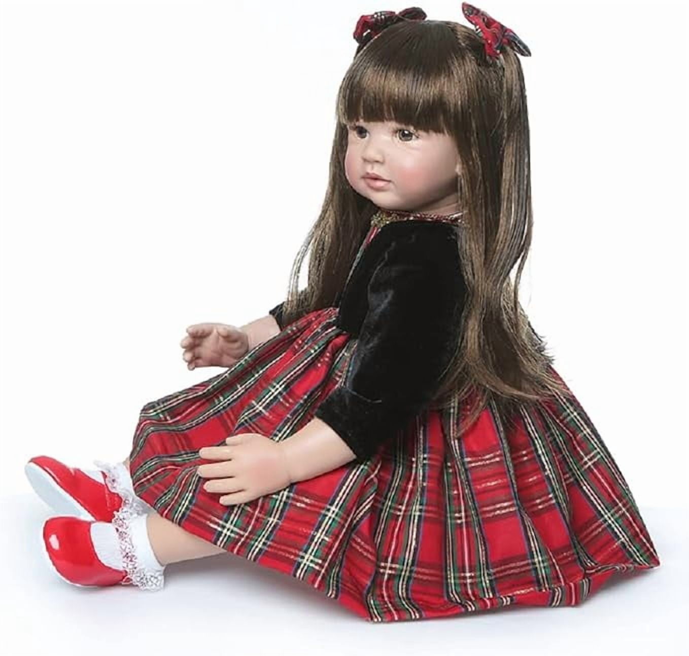 iCradle 24 inch 58cm Lovely Reborn Baby Dolls Girl Reborn Toddler Realistic Looking Lifelike Baby Doll Soft Cloth Body Newborn Babies Wig Sheath Xmas Gift for Kids Girsl