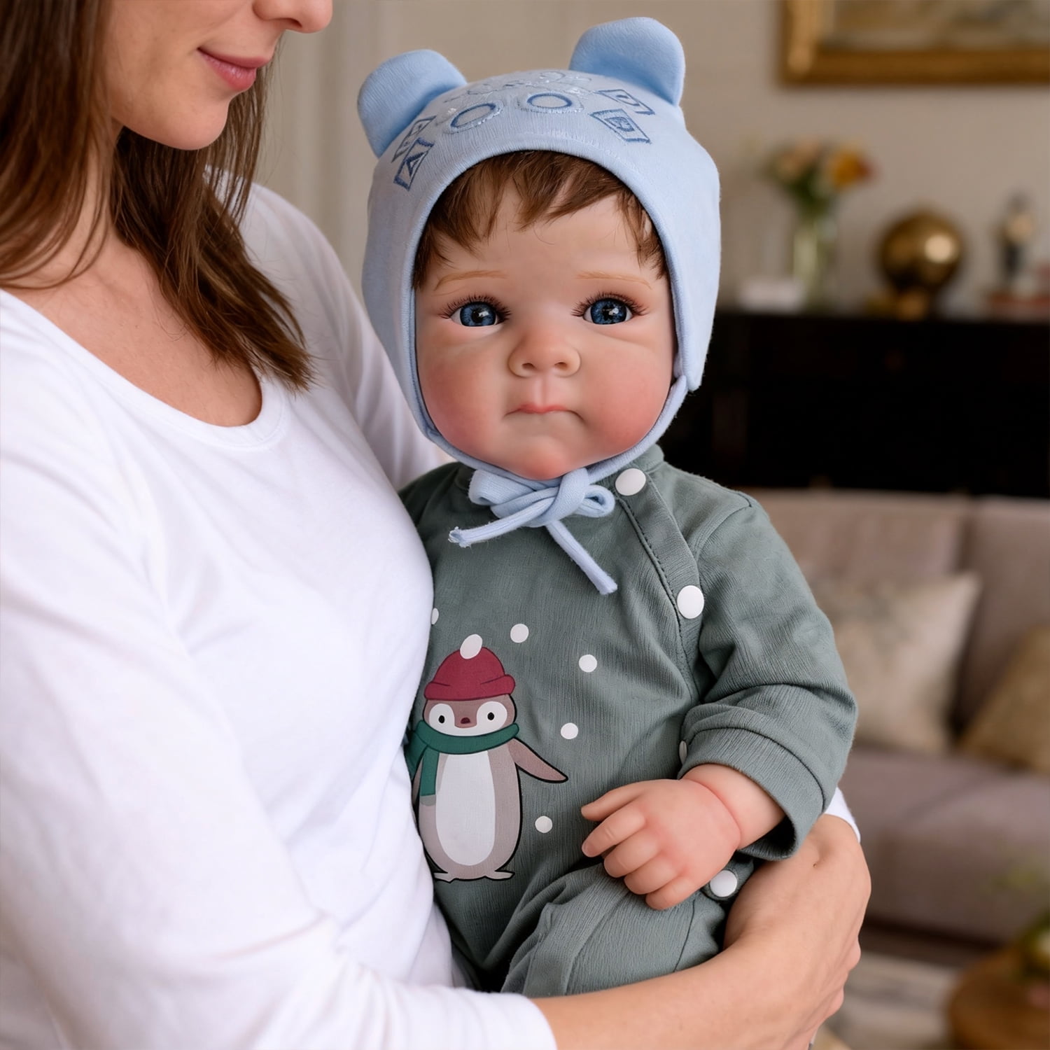 iCradle Adorable 18 Inch 45cm Reborn Baby Dolls Boy Soft Full Body Vinyl Handmade Realistic Newborn Babies Doll Boys Lifelike Baby Doll Toy for Age 3+ for Birthday Gift