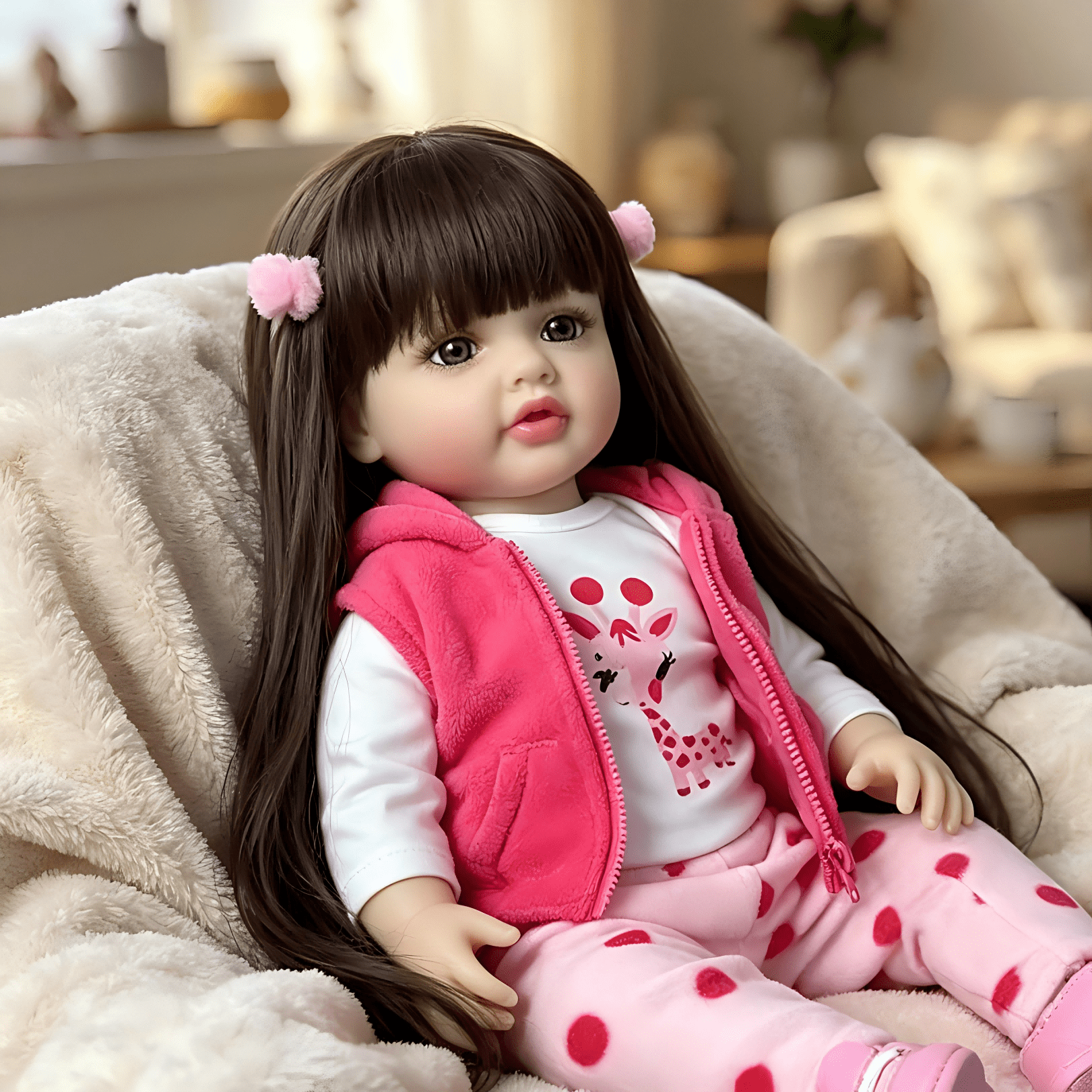 iCradle Adorable Lifelike Baby Dolls Toddler Girl 22 Inch 55cm Full Vinyl Body Real Life Reborn Baby Doll with Wig sheath Realistic Newborn Baby Dolls Toy Gift for Collection & Kids Age 3+