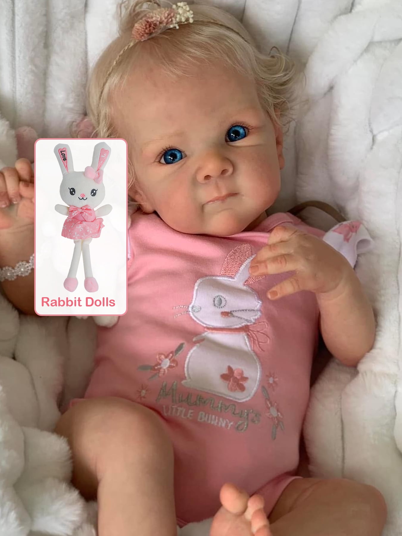 iCradle Adorable Lifelike Reborn Baby Dolls Girl 18 inch 46 cm Soft Cloth Body Blue Eyes Realistic Newborn Babies Xmas Birthday Gift for Kids