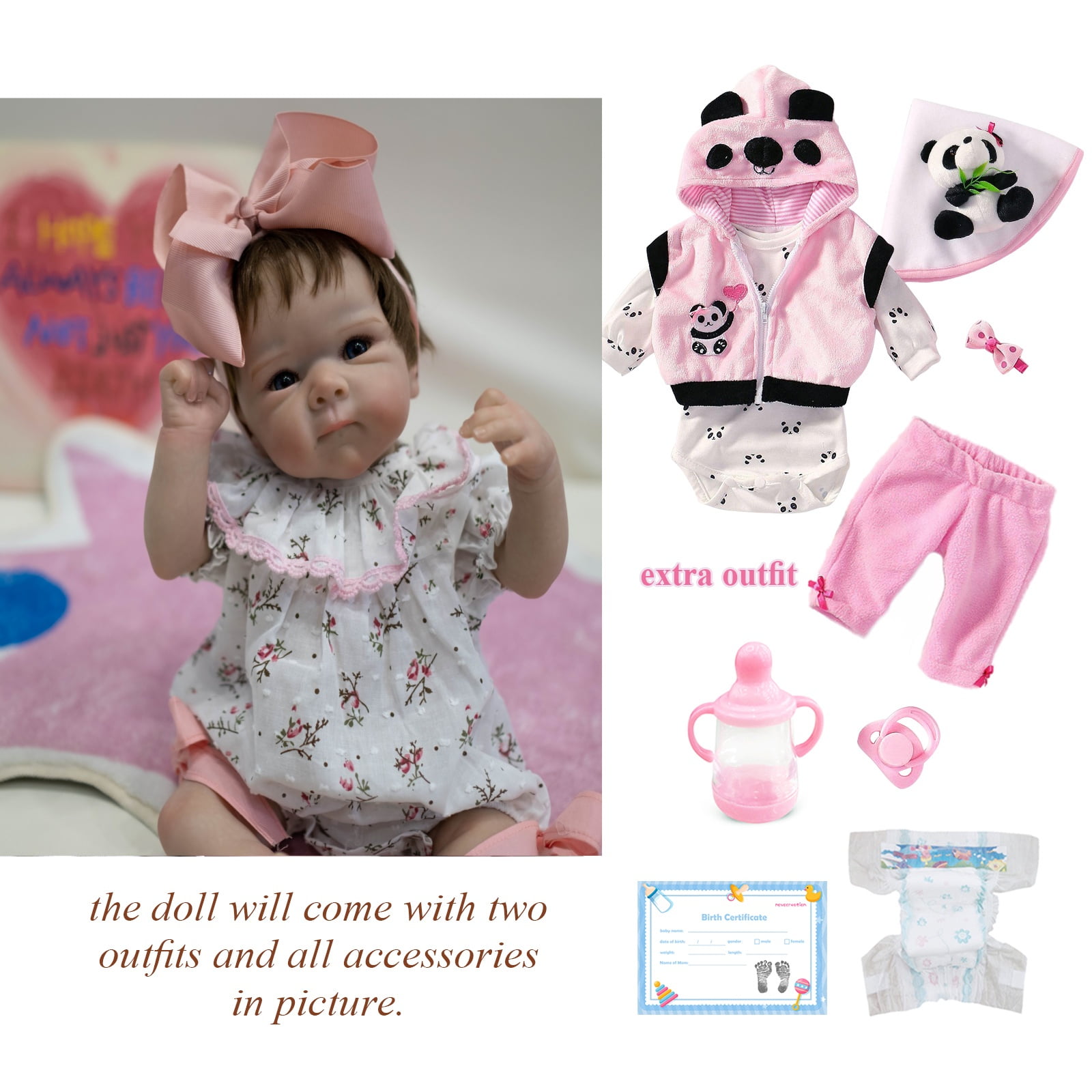 iCradle Adorable Lifelike Reborn Baby Dolls Girl Bettie 18 Inch Lovely Realistic Newborn Babies Handmade Soft Cloth Body Rooted Hair Blue Eyes Gift for Kids 3+