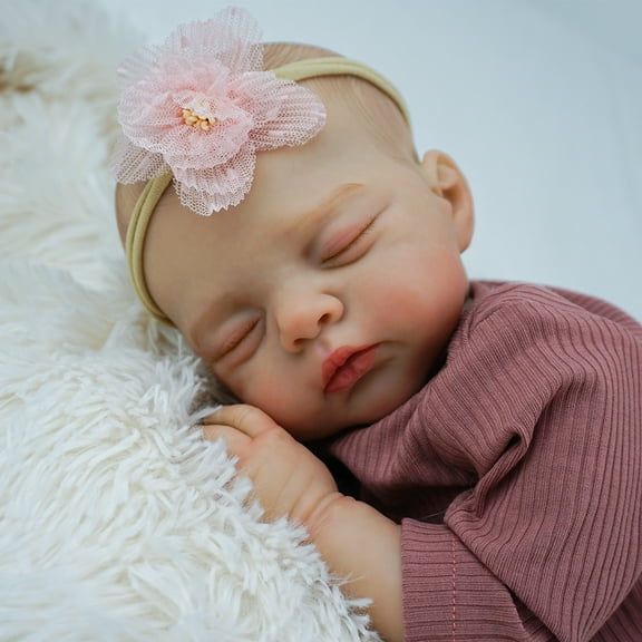 iCradle Cuddly Asleep 18 Inch 45cm Lifelike Reborn Baby Dolls Girls Realistic Newborn Baby Dolls Girl Soft Cloth Body Painted Hair Gift For Kids 3+