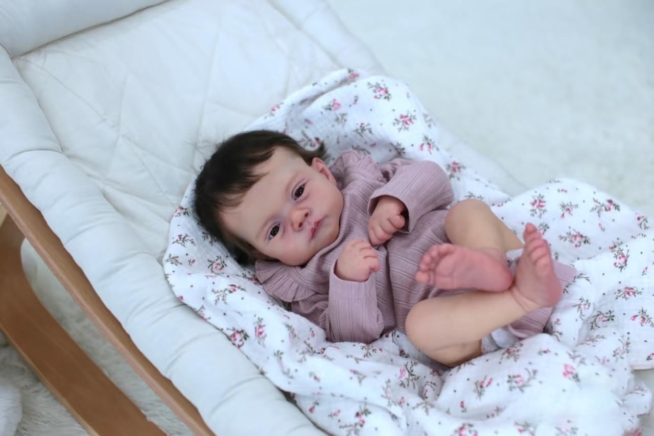 iCradle Cuddly Asleep 19 Inch 46cm Lifelike Reborn Baby Dolls Girls Realistic Newborn Baby Dolls Girl Soft Cloth Body Painted Hair Gift For Kids 3+