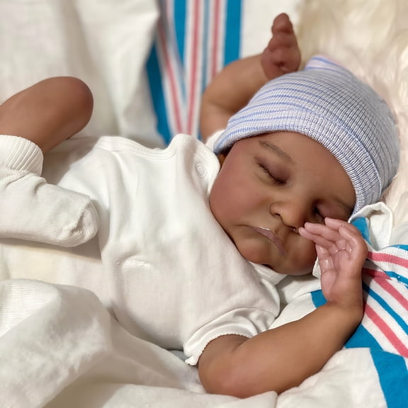 iCradle Finished 18 Inch 45 cm Lifelike Reborn Baby Dolls Girl Realistic Newborn Baby Doll Cloth Body Adorable Real Life Cuddly Asleep Baby Doll Xmas Birthday Gift for Kids Age 3+