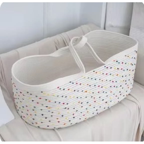 iCradle Finished Rainbow Design Cotton Rope Woven Storage Basket -Large Capacity, Deep Mouth,Easy Access with Handles,Storage Basket,for Bathroom&Living Room,Easter Xmas Gift Basket