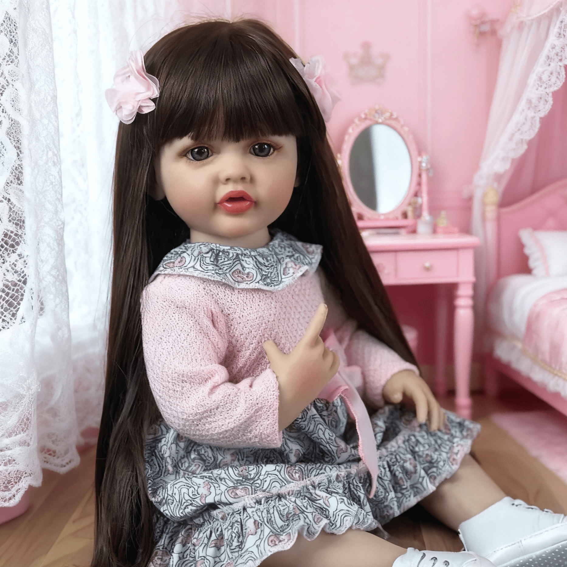 iCradle Lifelike Lovely Toddler Dolls Girl 22 Inch Realistic Beatiful Reborn Toddler Dolls Girls Babies Soft Full Body with Wig Sheath Birthday Gift for Kids Age 3+