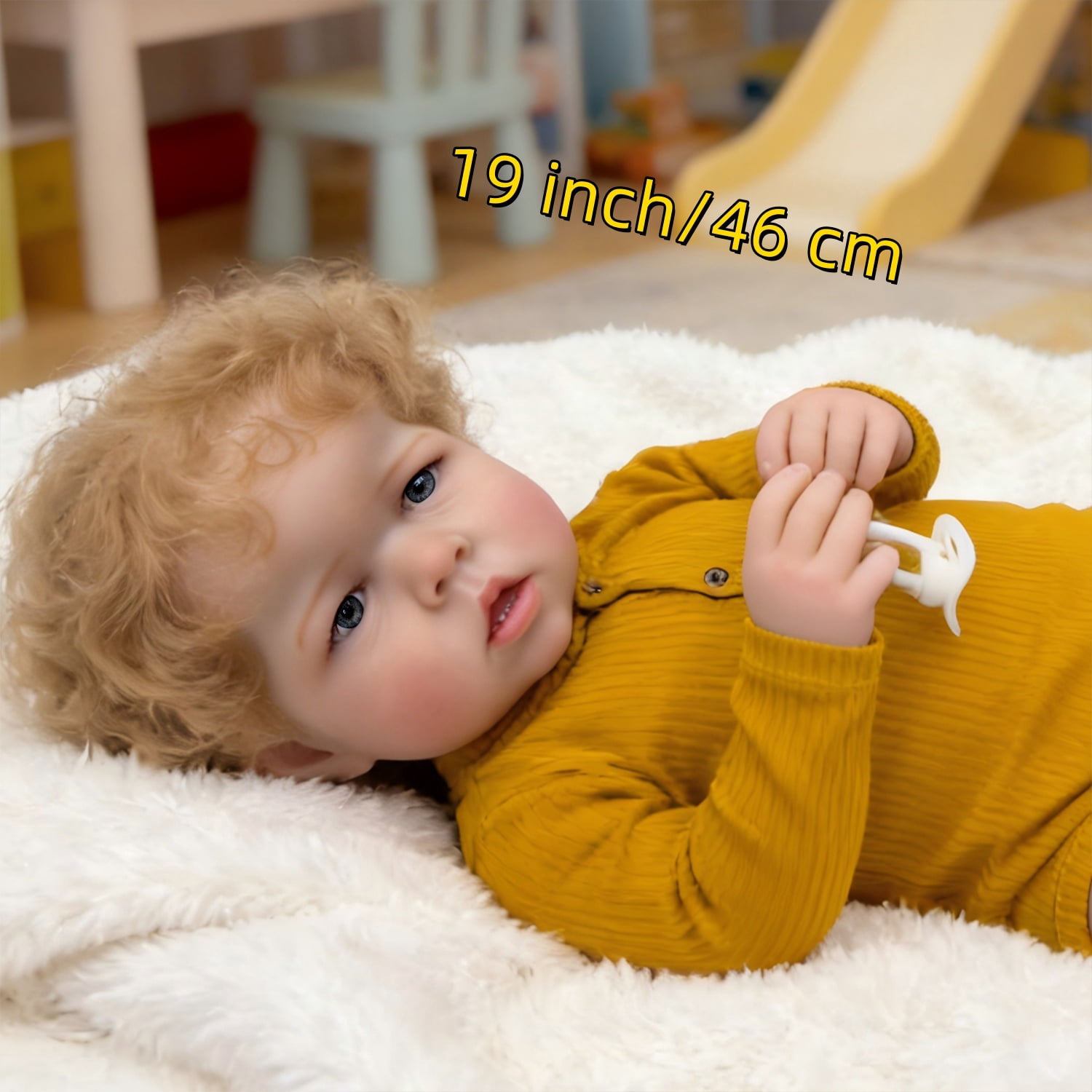 iCradle Lifelike Reborn Baby Dolls Boys Adorable 19 inch 46cm Soft Full Body Vinyl Blue Eyes Realistic Newborn Baby Doll Boy That Look Real Life Baby Dolls Toys Xmas Birthday Gift  for Kids Ages 3+