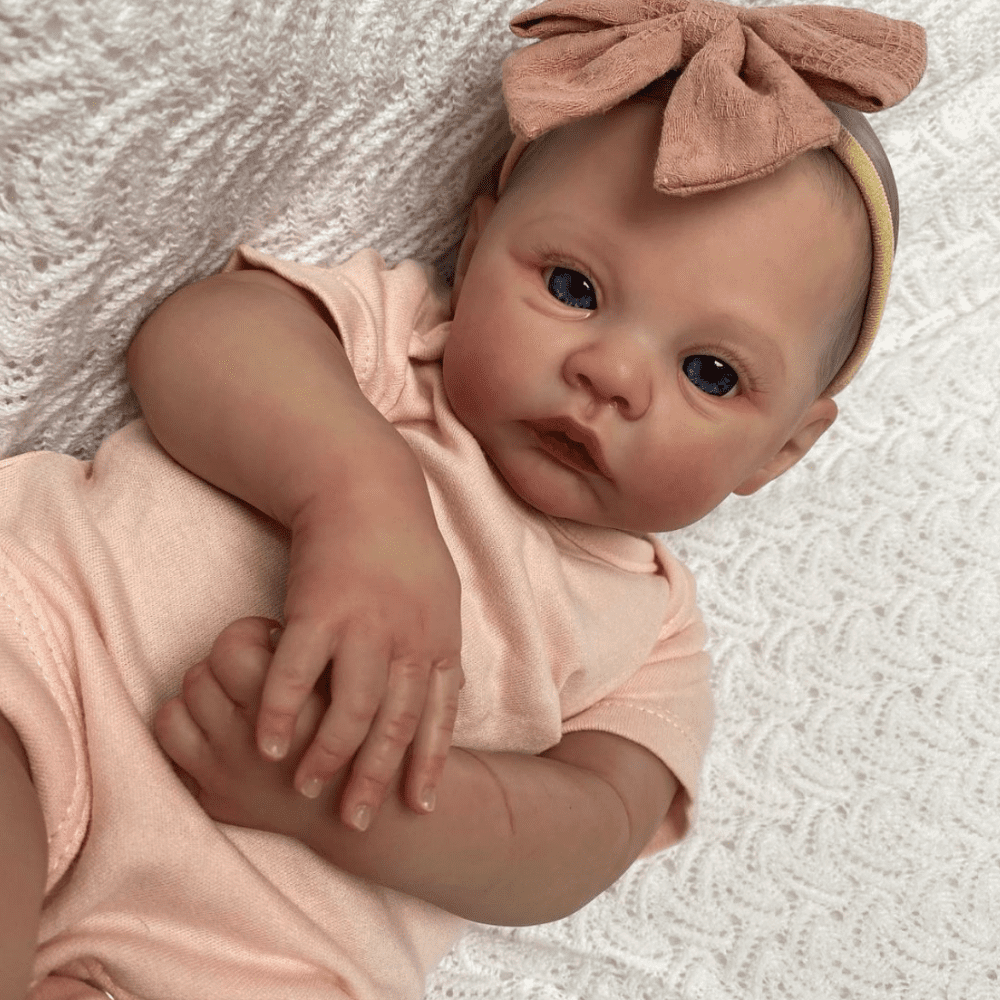 iCradle Lovely Lifelike Reborn Baby Dolls Girl 18 inch 45 cm  Handmade Realistic Newborn Babies Soft Cloth Body Blue Eyes Painted Hair