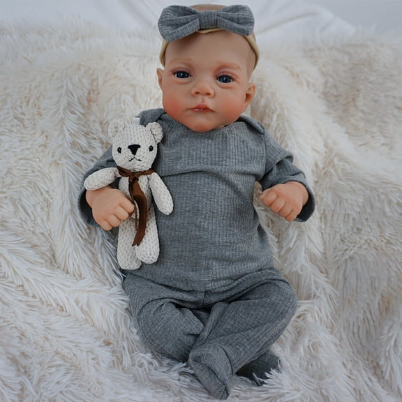 iCradle Lovely Lifelike Reborn Dolls Girl 18 inch 45 cm Realistic Dolls Soft Cloth Body With Painted Hair Gift for Kids 3+