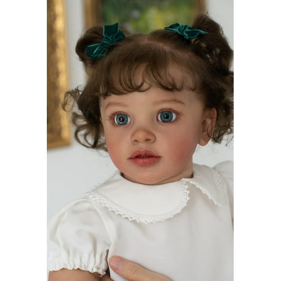 iCradle Lovely Lifelike Toddler Dolls Girl 26 Inch Realistic Babies Handmade Standing Dolls Soft Cloth Body Rooted Hair Blue Eyes Gift for Kids 3+