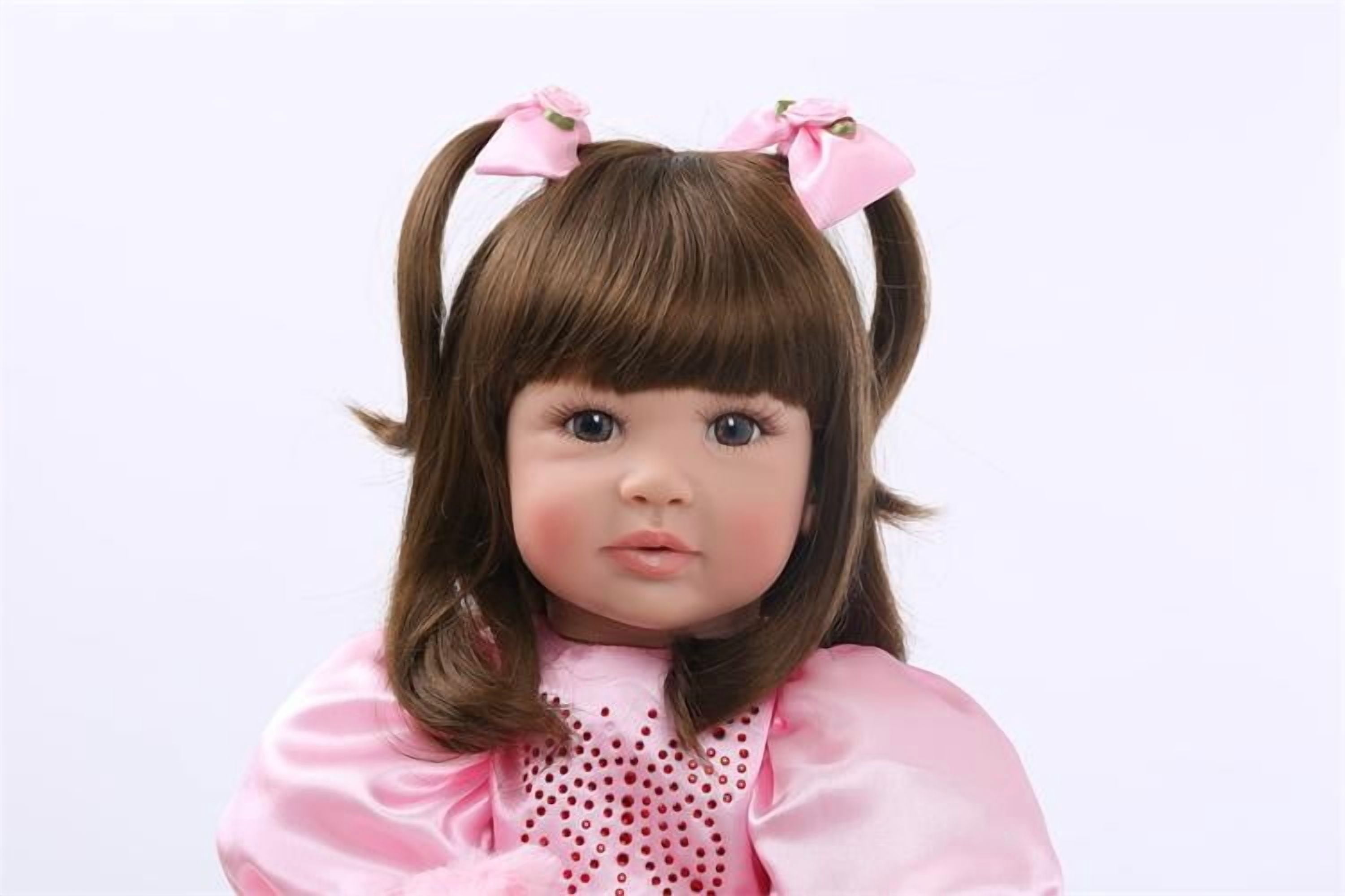 iCradle Lovely Toddler Dolls Girl Lifelike Reborn Babies 24 inch 58 CM Soft Cloth Body with Pasted Wig Hair