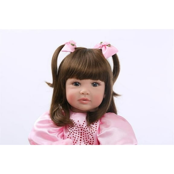 iCradle Lovely Toddler Dolls Girl Lifelike Reborn Babies 24 inch 58 CM Soft Cloth Body with Pasted Wig Hair
