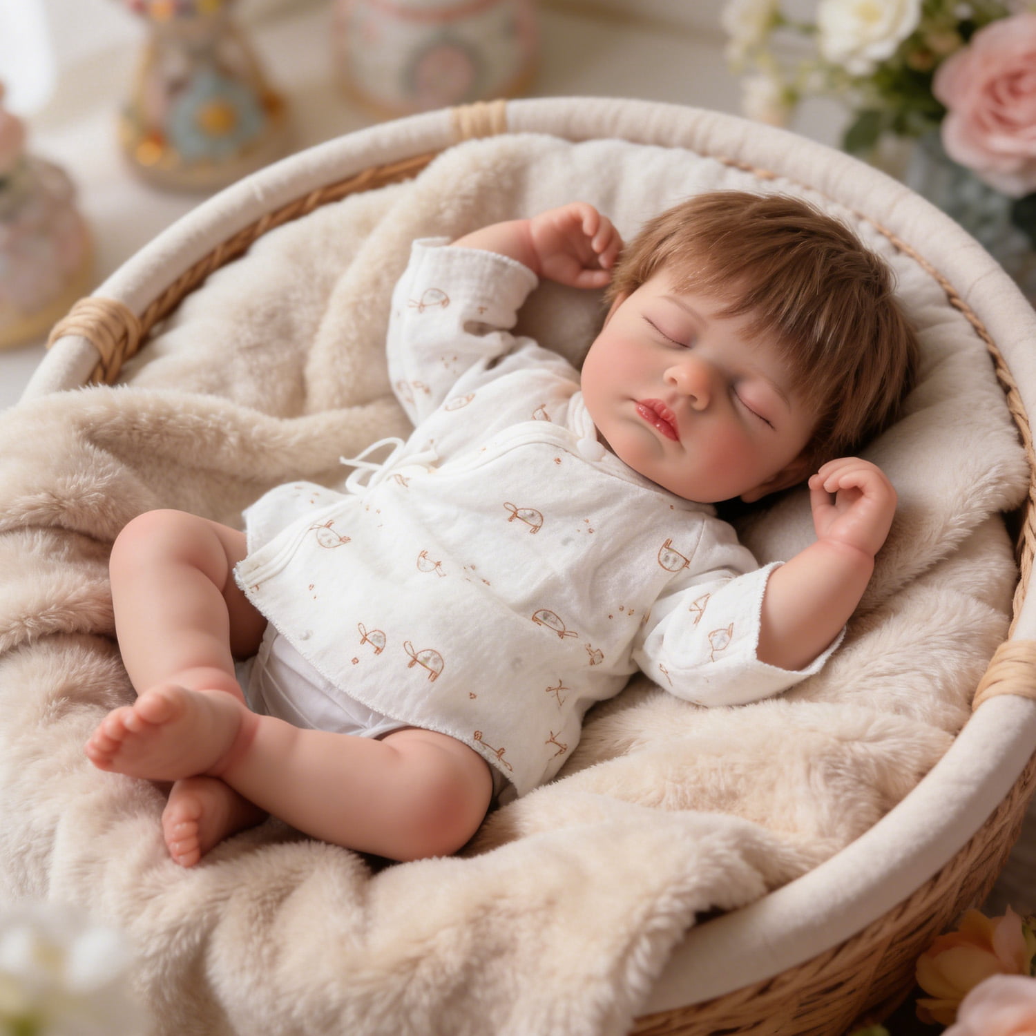 iCradle Realistic Newborn Baby Dolls Girl  Adorable Real Looking Reborn Baby Dolls 19 Inch 46cm Cuddly Asleep Lifelike Reborn Baby Doll Soft Cloth Body Rooted Hair Toys or Gifts for Kids Ages 3+