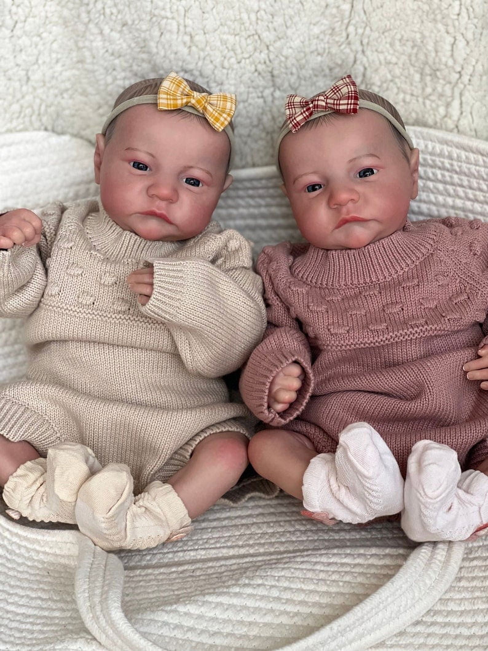 iCradle Reborn Baby Dolls 19 Inch Adorable Realistic Newborn Baby Doll Real Life Twins Baby Dolls Gift Set for Kids Age 3+